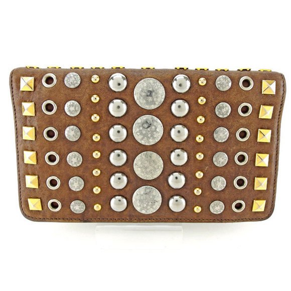 Miu Miu Long Wallet Studded Brown L1401S - Picture 2 of 9
